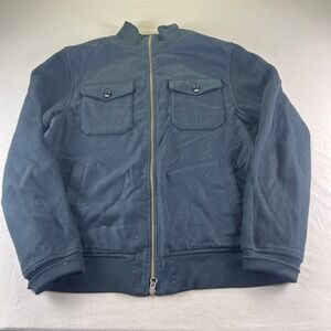 Banana Republic Mens Ribbed Knit Hybrid Full Zip Jacket Black Medium 656506